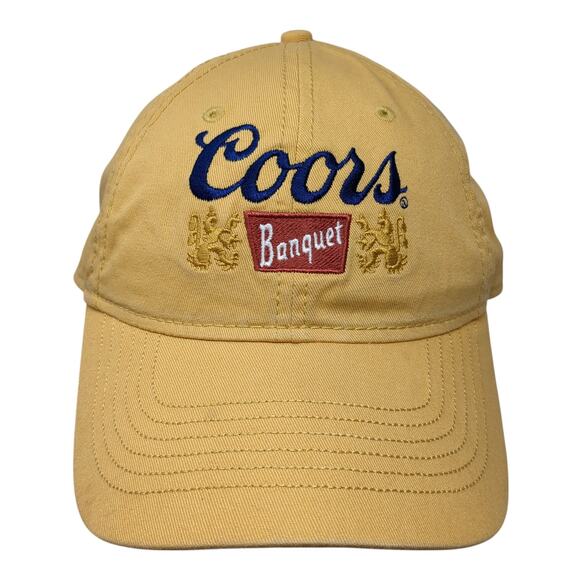 Coors Banquet Strapback Hat Yellow One Size Solid Embroidered Ouray - Picture 1 of 9